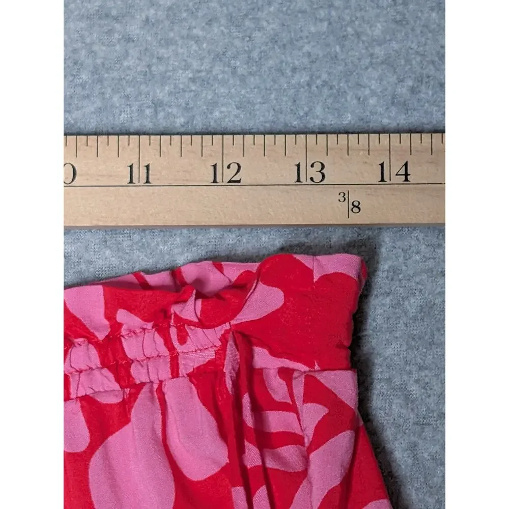 Shade & Shore Wide Leg Swim Cover-Up Pants Small Tropical Floral Beachy Hot Pink